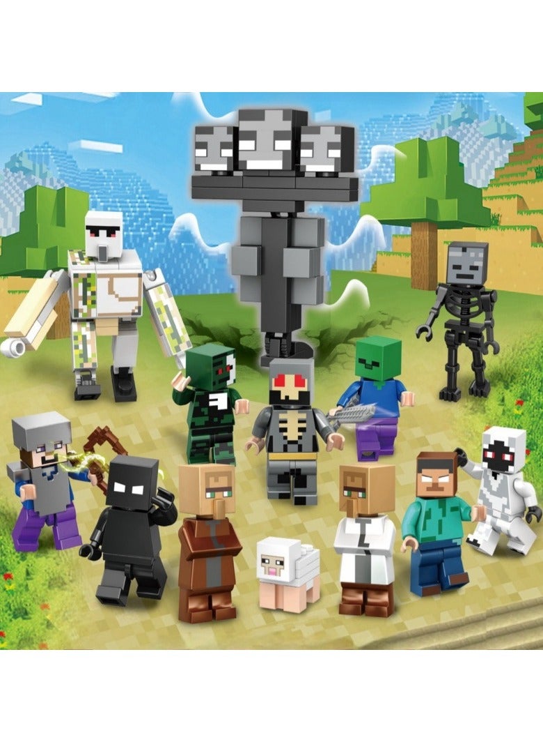 ماين كرافت مجموعة ألعاب شخصيات ماين كرافت الصغيرة من JMD، 13 قطعة، متوافقة مع مكعبات البناء، هدية تعليمية مبكرة للأطفال، 2.5-7 سم - Image 2