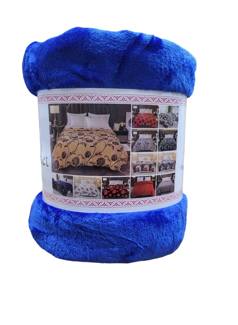 Baltic Linen Fleece Blanket 200X240Cm Soft-Fluffy Blanket-Warm For Sofa And Bed-Easy To Carry-Royal BlueColour  - Image 1