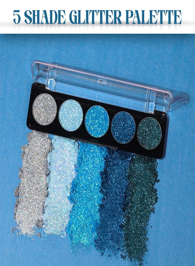 Profusion Cosmetics Glitter Eye Shadow Palette, 5 Shades of Gems - Aqua Gems (4.5g) - Image 5