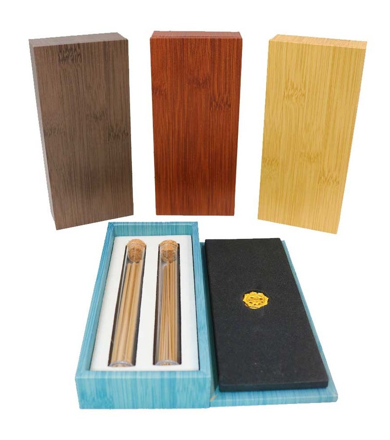Bakhoor BoSidin Premium Cambodian Oud Incense Gift Box, 1.3mm and 3mm Agarwood Sticks with Built-In Brass Holder for Home, office, Ramadan, Meditation and Giftings - Blue - Image 4