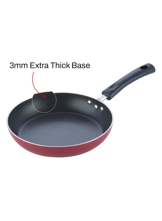 VINOD Vinod Zest Inducto Aluminium Non Stick Frypan - 18 cm | 3mm Extra Thick | 3 Layer Coating | Swiss Quality | Metal Spoon Friendly | Induction Base | 1 Year Warranty - Red  - Image 5