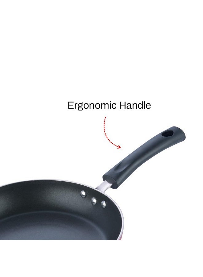 VINOD Vinod Zest Inducto Aluminium Non Stick Frypan - 18 cm | 3mm Extra Thick | 3 Layer Coating | Swiss Quality | Metal Spoon Friendly | Induction Base | 1 Year Warranty - Red  - Image 4