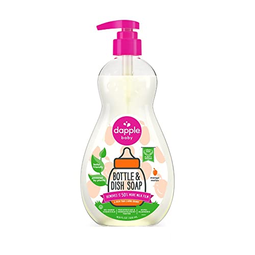 Dapple Baby Bottle Soap, Hypoallergenic Dish Soap for Baby Bottles, Powered by Plants, Mango Melon, 16.9 Fl Oz (Pack of 1) - Image 1