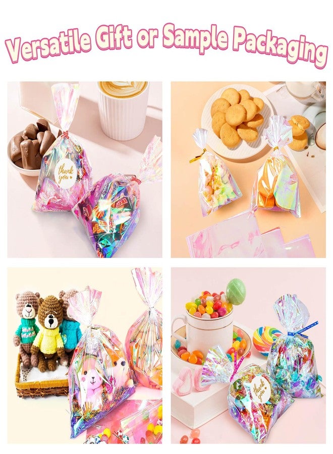 Cherodada 9x12 Inch Iridescent Cellophane Bags, with Twist Ties, Treat Bags for Candy Cookie Goodie Chocolates, And Popcorn - Image 5