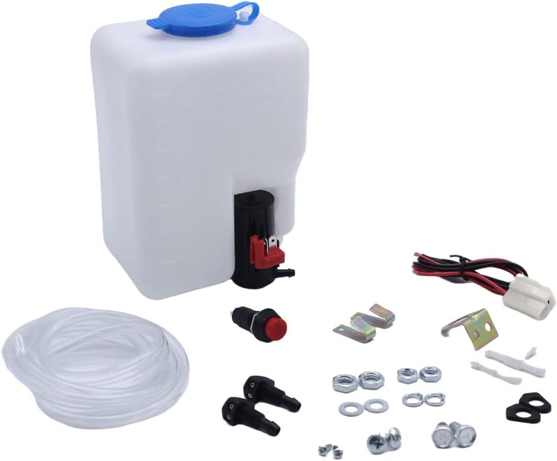 LPFIDI Universal Car Windshield Washer Pump Kit Windshield Washer Pump Reservoir Kit 12V - Image 1