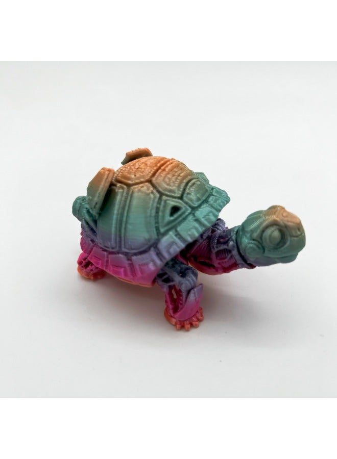 3D Printing Cyberpunk Mecha Tortoise Limbs Tail Joint Telescopic Movable Children Gift Toy Ornaments-Color:Blue-green Gradient Two-color - Image 5