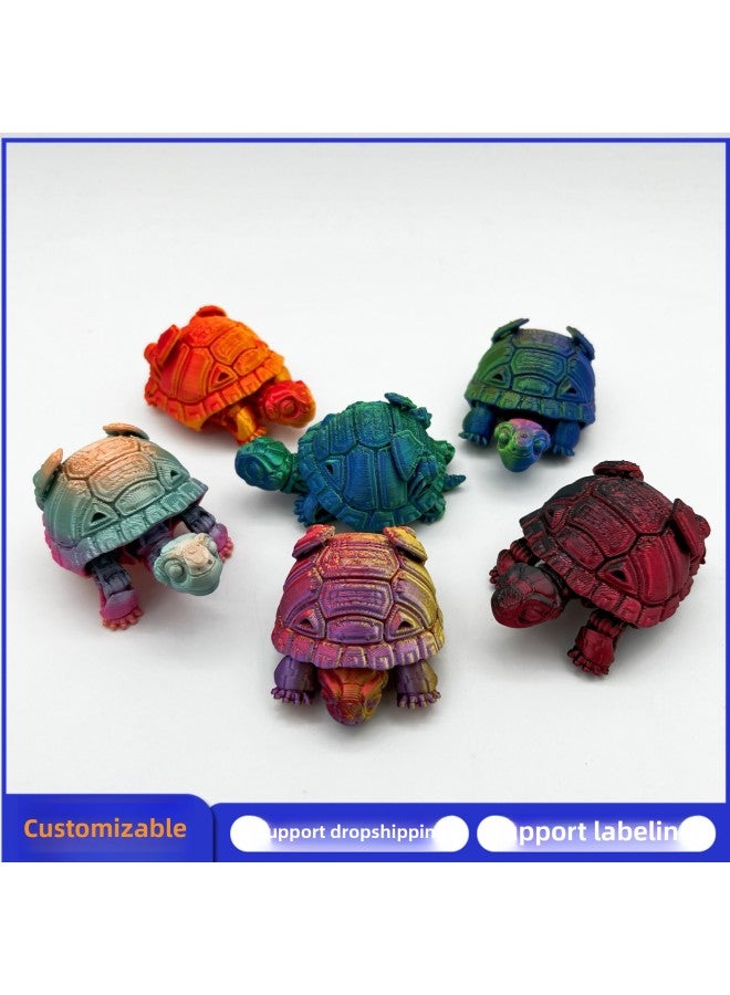 3D Printing Cyberpunk Mecha Tortoise Limbs Tail Joint Telescopic Movable Children Gift Toy Ornaments-Color:Blue-green Gradient Two-color - Image 2