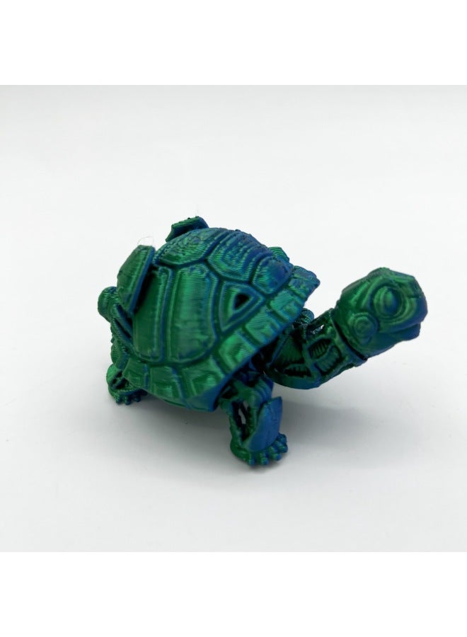 3D Printing Cyberpunk Mecha Tortoise Limbs Tail Joint Telescopic Movable Children Gift Toy Ornaments-Color:Blue-green Gradient Two-color - Image 1