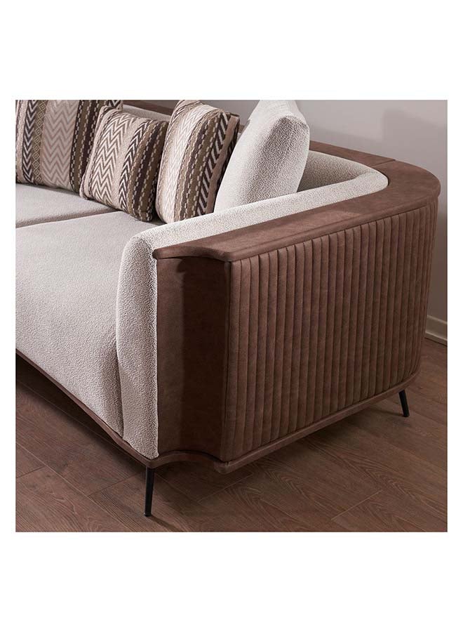 Danube Home Palace 3 Seater Fabric Sofa Modern Design Three Seat Sofas Comfortable Living Room Furniture L 230 x W 104 x H 70 cm Ivory / Brown - Image 3