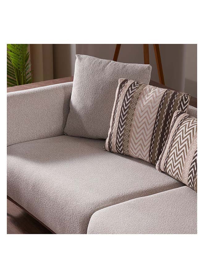 Danube Home Palace 3 Seater Fabric Sofa Modern Design Three Seat Sofas Comfortable Living Room Furniture L 230 x W 104 x H 70 cm Ivory / Brown - Image 4