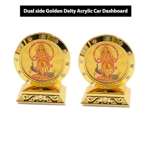 Spillbox Acrylic Car Dashboard Idols|Car Accessories|Car Dashboard Interior|Perfect for Gifting | Decorative Showpiece for Home and Office|Round Double Side God Picture (Murugan) - Image 3