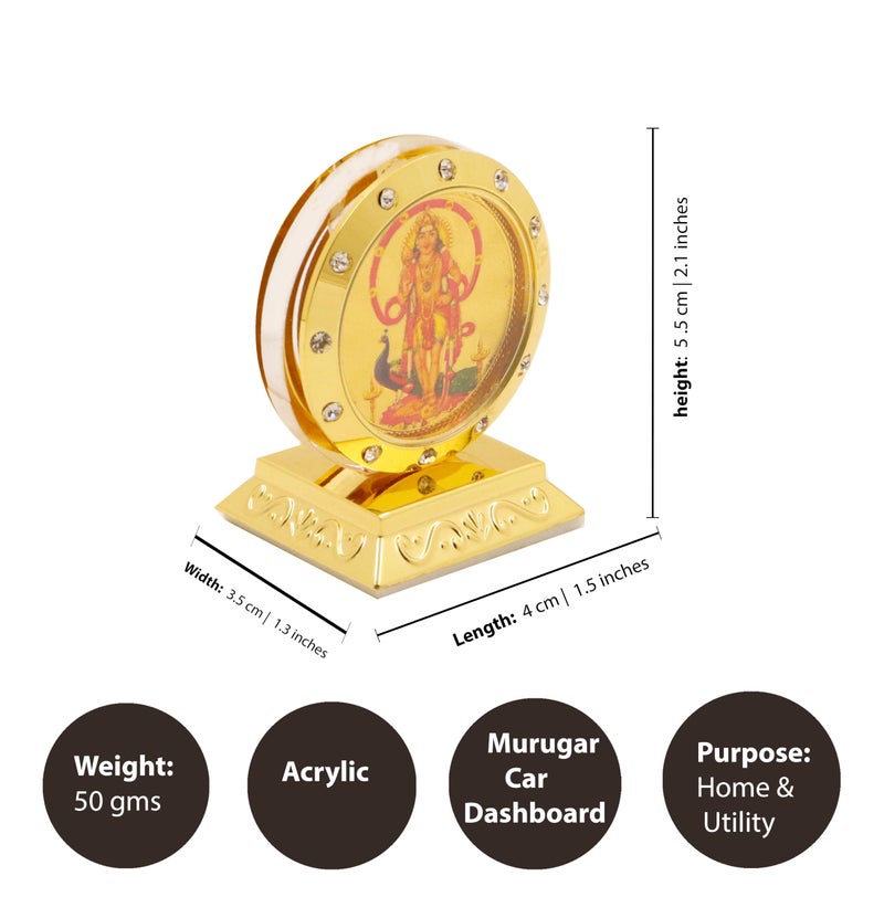 Spillbox Acrylic Car Dashboard Idols|Car Accessories|Car Dashboard Interior|Perfect for Gifting | Decorative Showpiece for Home and Office|Round Double Side God Picture (Murugan) - Image 5