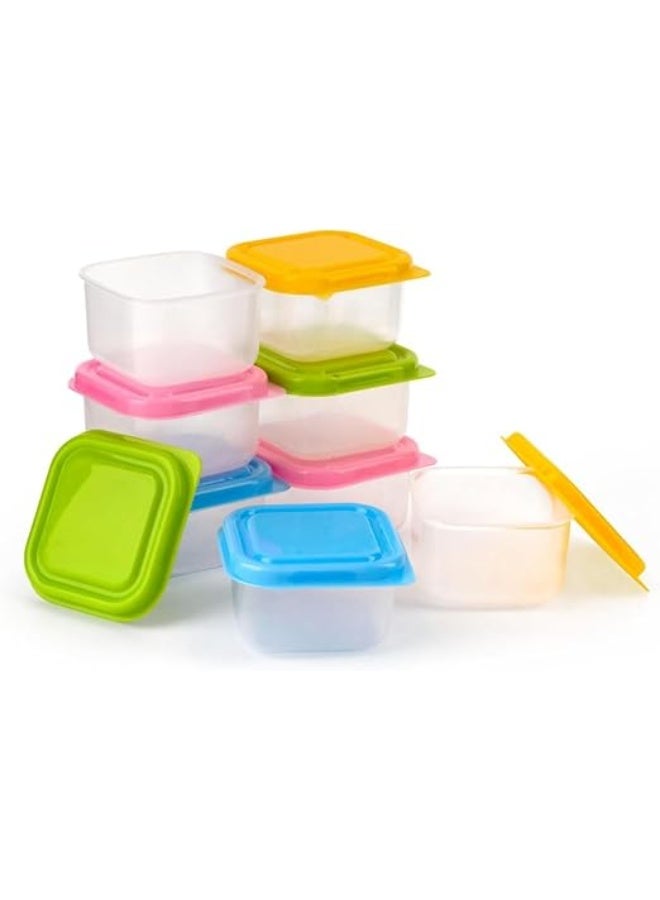 Spaceshoop Small Plastic Storage Containers with Lids, Food Canisters, Mini Kitchen Box, Freezer and Microwave Safe, Stackable, Portable, Empty, Leakproof, Reusable, for Leftovers and Snacks 8-Piece - Image 4