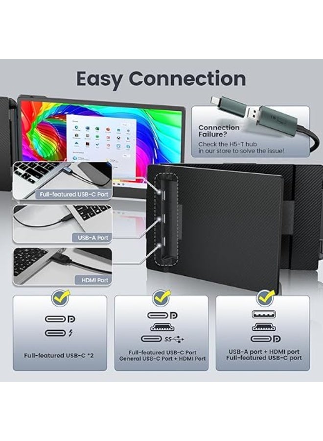 Teamgee 14" FHD 1080P IPS Portable Monitor, Laptop Screen Extender with Built-in Stand/Dual Speakers, HDMI/USB-A/Type-C Plug and Play Display for 13”-17” Laptops (Mac, Win, Android, Dex) - Image 3