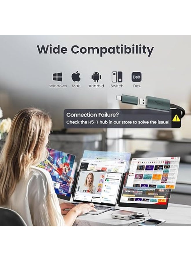 Teamgee 14" FHD 1080P IPS Portable Monitor, Laptop Screen Extender with Built-in Stand/Dual Speakers, HDMI/USB-A/Type-C Plug and Play Display for 13”-17” Laptops (Mac, Win, Android, Dex) - Image 4