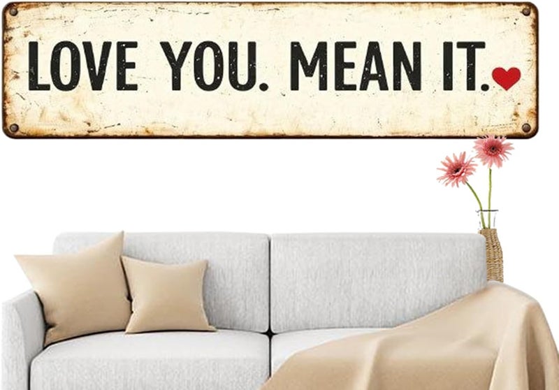 Love Wall Art - Rustic Romantic Love You Mean It,Vintage Wall Decor Welcome Sign - for Living Room Bedroom Farmhouse Office Apartment Hallway Entryway Party Holiday Wedding - Image 1