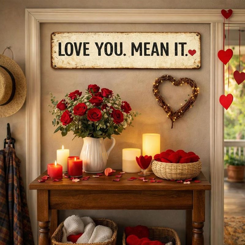 Love Wall Art - Rustic Romantic Love You Mean It,Vintage Wall Decor Welcome Sign - for Living Room Bedroom Farmhouse Office Apartment Hallway Entryway Party Holiday Wedding - Image 3