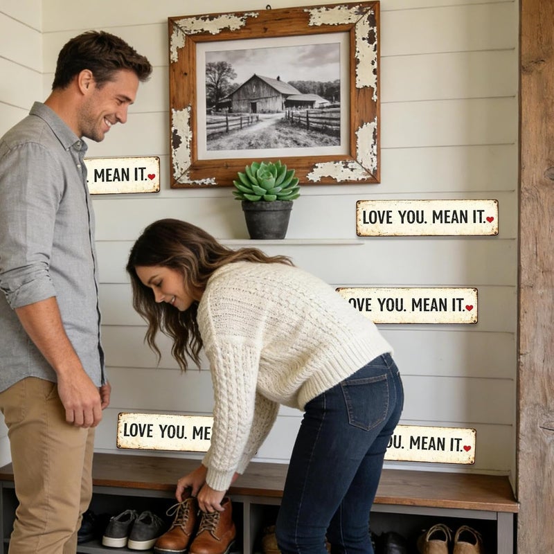 Love Wall Art - Rustic Romantic Love You Mean It,Vintage Wall Decor Welcome Sign - for Living Room Bedroom Farmhouse Office Apartment Hallway Entryway Party Holiday Wedding - Image 2