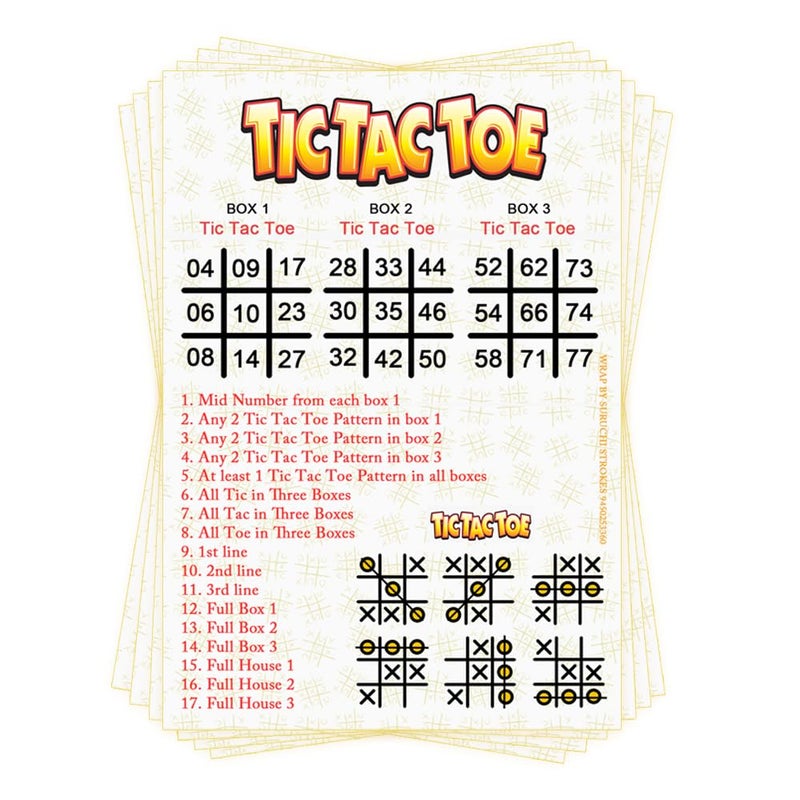 Suruchi Strokes Tic Tac Toe Theme Tambola Tickets, Bingo, Housie, Kitty Party Games Collection Designer Printed kukuba for Friend Family get-Together, 30 Numbers (30 Tickets) - Image 1