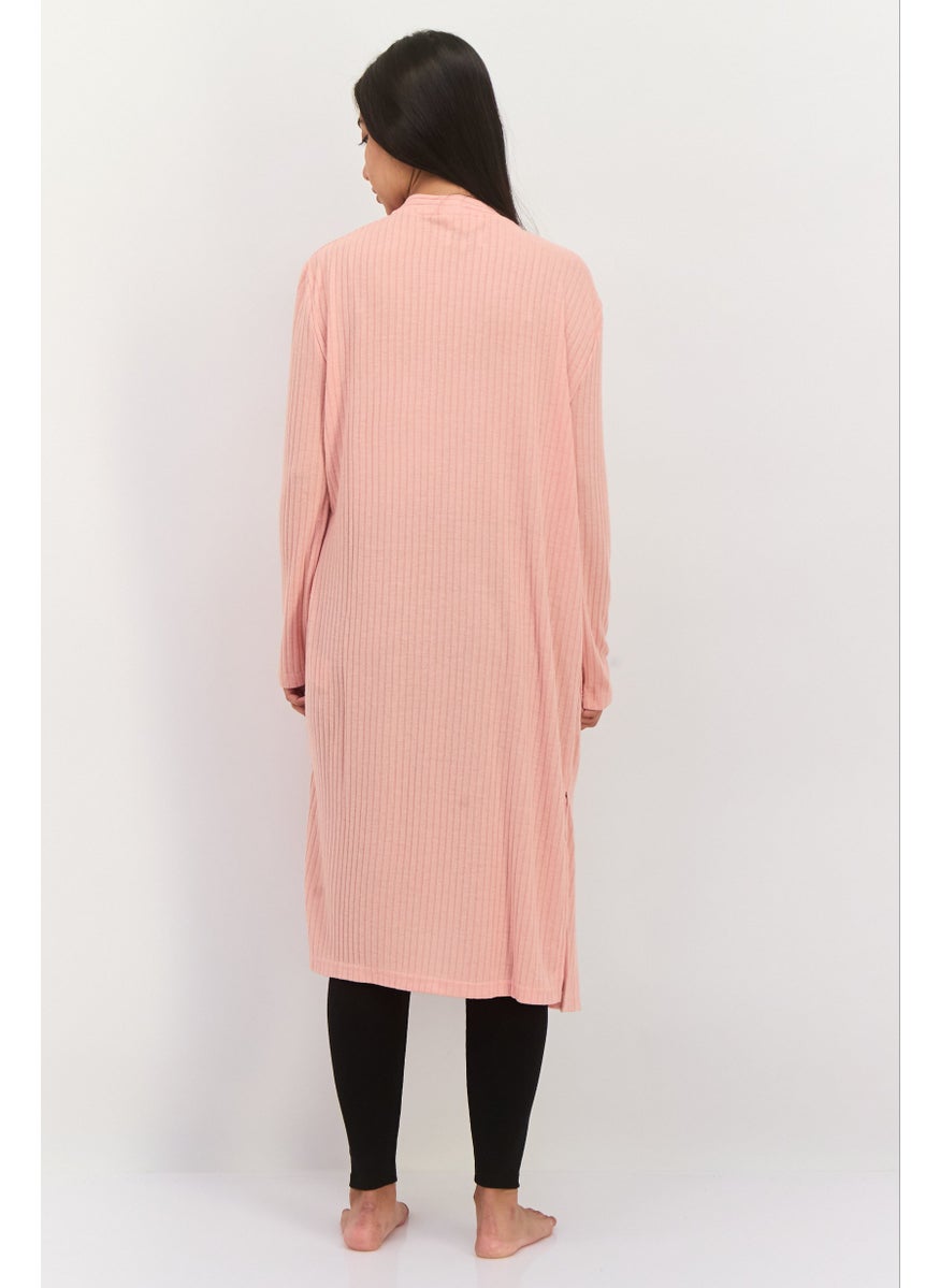 BRAVE SOUL Women Textured Long Sleeves Robe, Pink  - Image 4