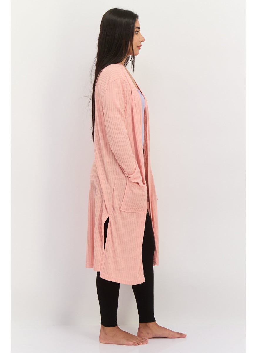 BRAVE SOUL Women Textured Long Sleeves Robe, Pink  - Image 3