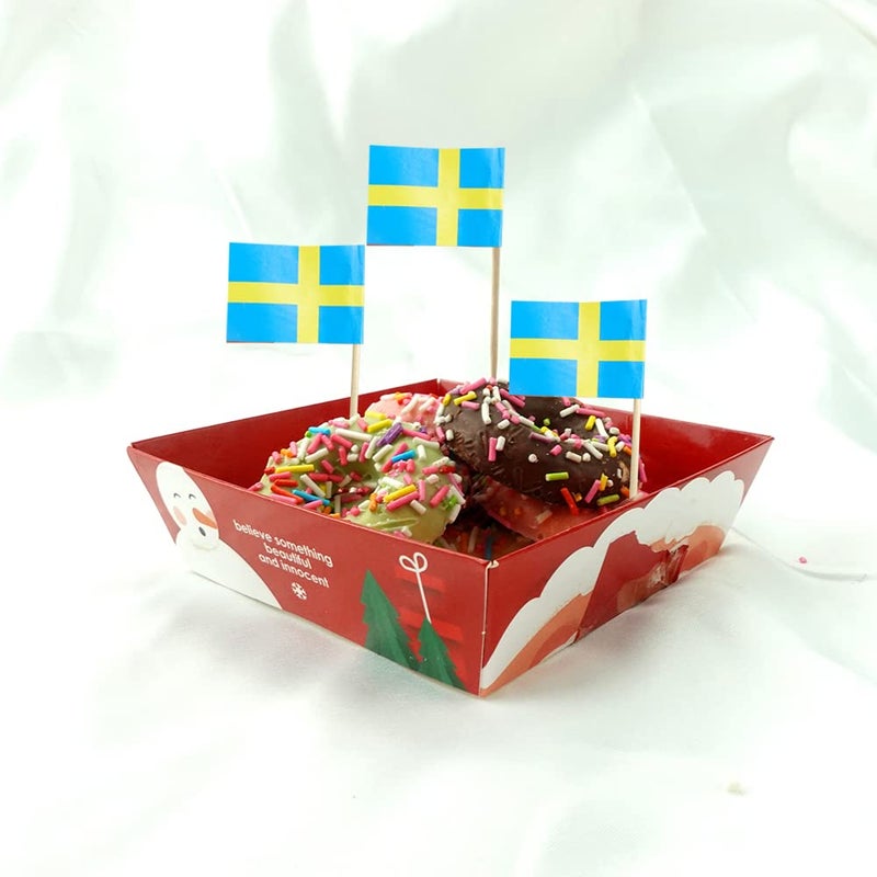 mflagperft Sweden Swedish Small Toothpick Flag Decor - Mini Cupcake Toppers Cocktail Food Decorations (100 pcs) - Image 5