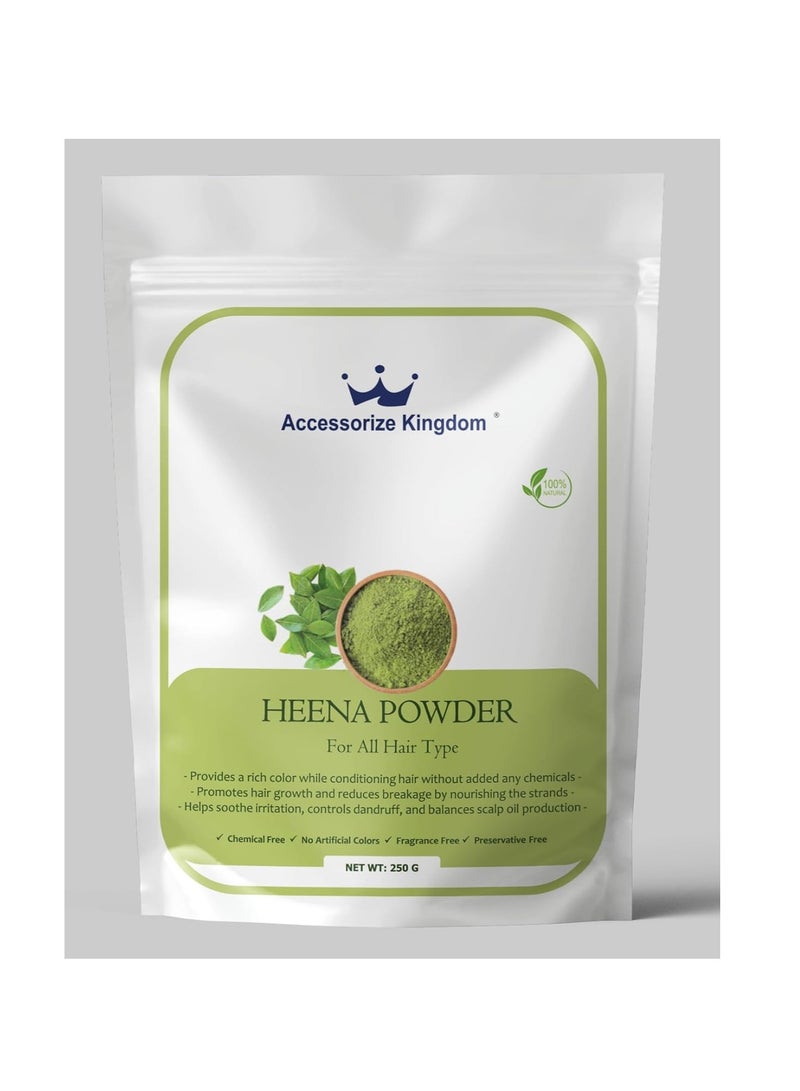 Accessorize Kingdom Henna Powder for All Hair Types – 100% Natural | Provides Rich Color & Conditions Hair | Promotes Hair Growth & Soothes Scalp Irritation | (250gm)  - Image 1