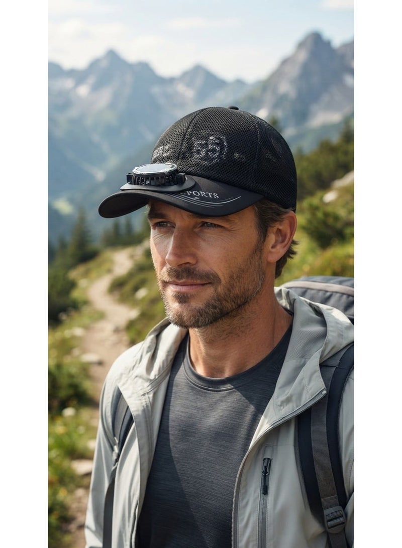 Trendoza Solar Powered Cooling Fan Cap | USB Rechargeable Breathable Baseball Hat with Built-in Fan for Outdoor Activities, Travel, Hiking | Black - Image 2