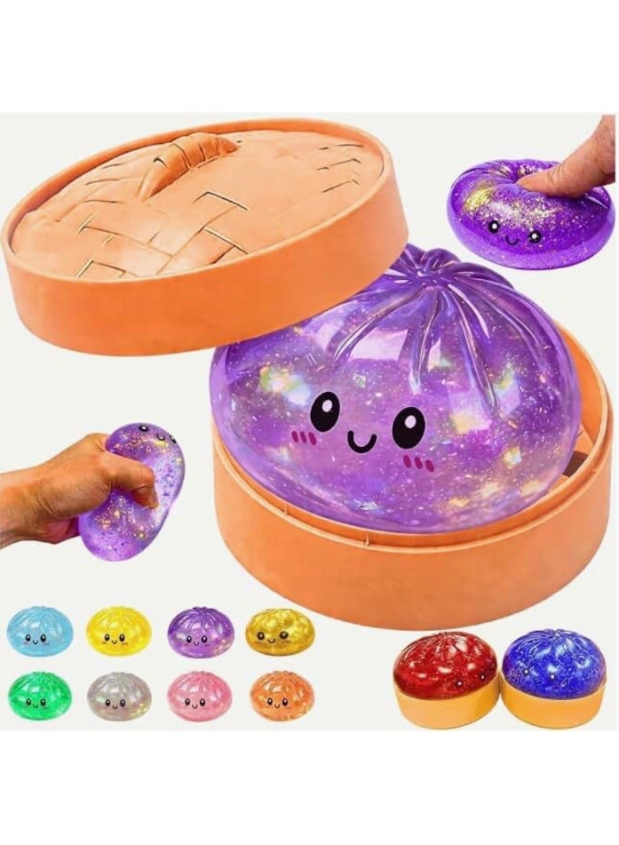 CME Dumpling Surprise Squishy Stress Relief Toy in Steamer Container – Mystery Blind Box with Secret Color - Image 2