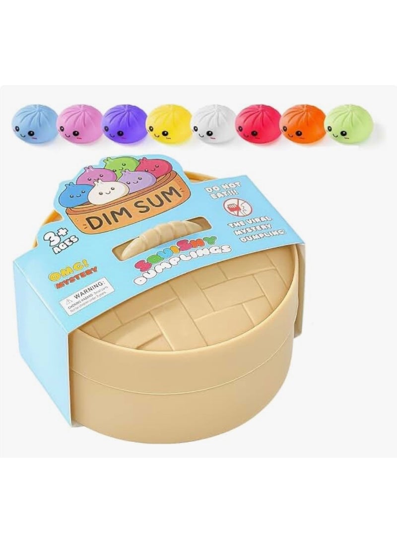 CME Dumpling Surprise Squishy Stress Relief Toy in Steamer Container – Mystery Blind Box with Secret Color - Image 1