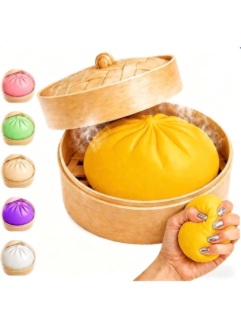 CME Dumpling Surprise Squishy Stress Relief Toy in Steamer Container – Mystery Blind Box with Secret Color - Image 5