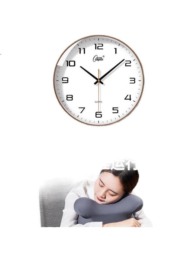 Compas (Compas) Wall Clock Living Room Silent Quartz Clock Wall Clock Hanging Table New Simple Clock Gold 26Cm - Image 3
