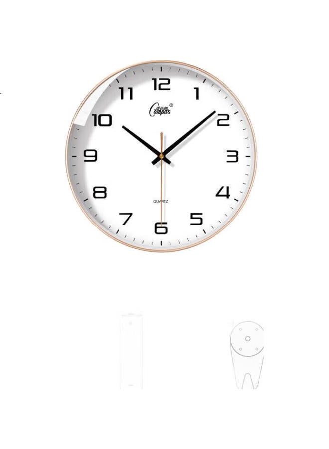 Compas (Compas) Wall Clock Living Room Silent Quartz Clock Wall Clock Hanging Table New Simple Clock Gold 26Cm - Image 2
