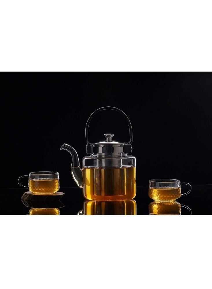 Glass Teapot with Stainless Steel Infuser – Heat Resistant Borosilicate Kettle - Image 2