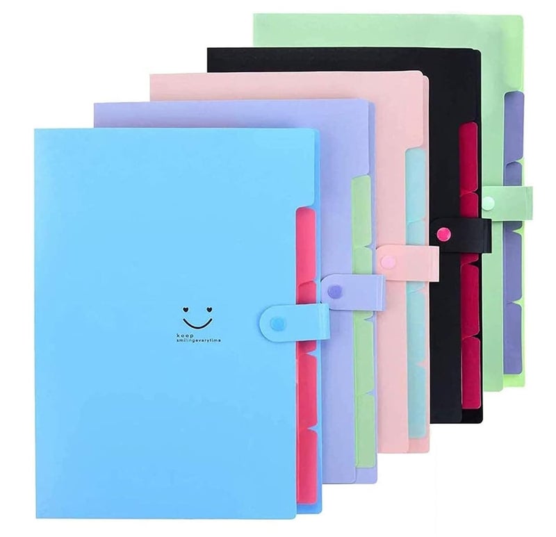 Corslet File Folder for Documents A4 Size Paper Office Students Certificate Holder Storage Organizer 5 Pockets (Pack of 2) (5 Pocket (Pack of 5)) - Image 1