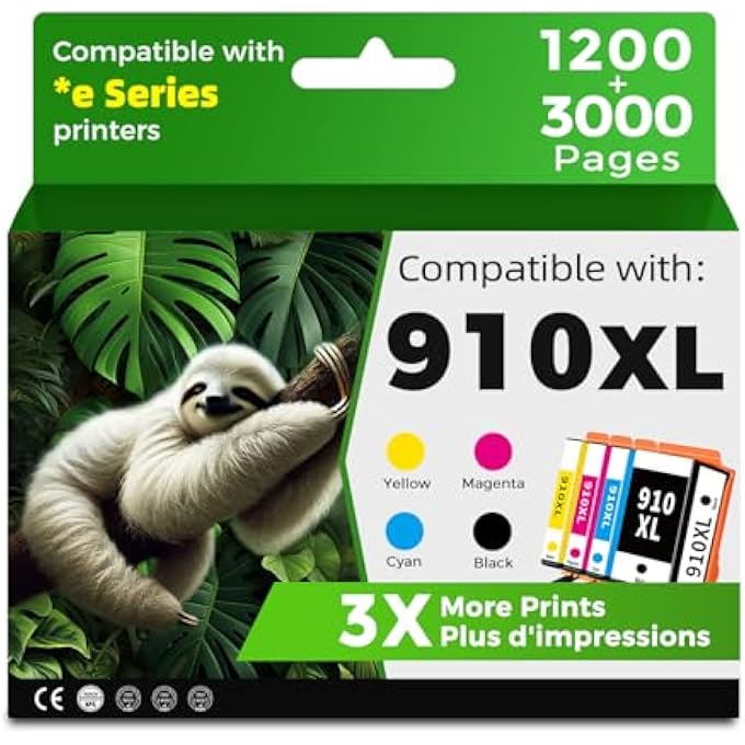 910XL INK CARTRIDGES REPLACEMENT FOR HP 910 XL 4 COMBO PACK WORK FOR OFFICEJET PRO 8015E 8020E 8022E 8025E 8028E 8035E 8010 8022 8020 8025 8028 8035 8010E 8012E PRINTER (BLACK CYAN MAGENTA YELLOW)