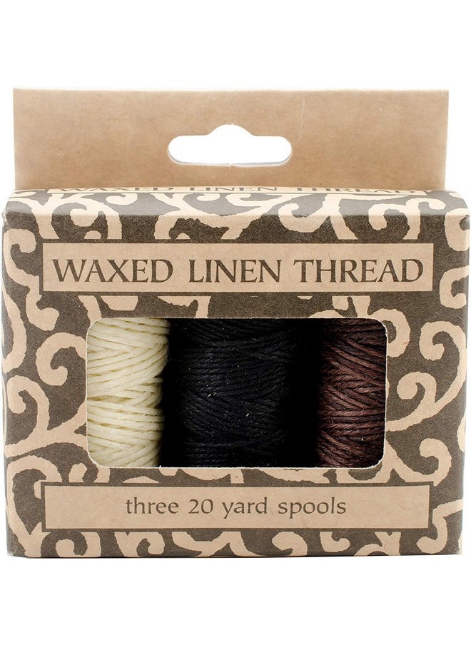 Lineco Natural Waxed Linen Thread 20 Yards Books By Hand Natural Black Brown Color For Sewing Bookbinding (3/Pkg)  - Image 1