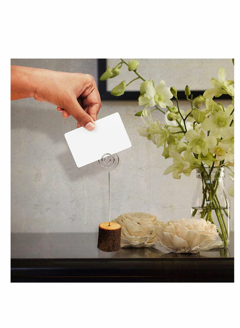 Zikra 10 قطع حوامل بطاقات مكان ريفية من الخشب الحقيقي مع لحاء خشبي حامل بطاقات الطاولة، مشبك ملاحظات للصور، بطاقات أسماء مذكرات بطاقات مكان الزفاف أرقام طاولة بطاقات الأسعار - Image 5