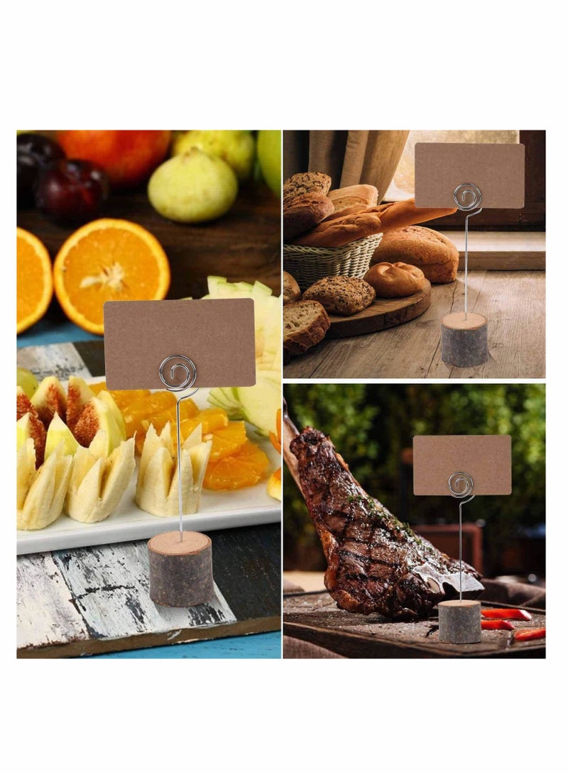 Zikra 10 قطع حوامل بطاقات مكان ريفية من الخشب الحقيقي مع لحاء خشبي حامل بطاقات الطاولة، مشبك ملاحظات للصور، بطاقات أسماء مذكرات بطاقات مكان الزفاف أرقام طاولة بطاقات الأسعار - Image 4