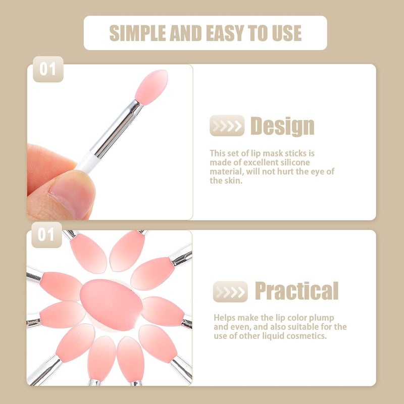 Silicone Lip Mask Brush Set 10 Pieces Semi-translucent Red Tip Lip Balm Applicator with Dust-proof Case Makeup Tool for Women - Image 5