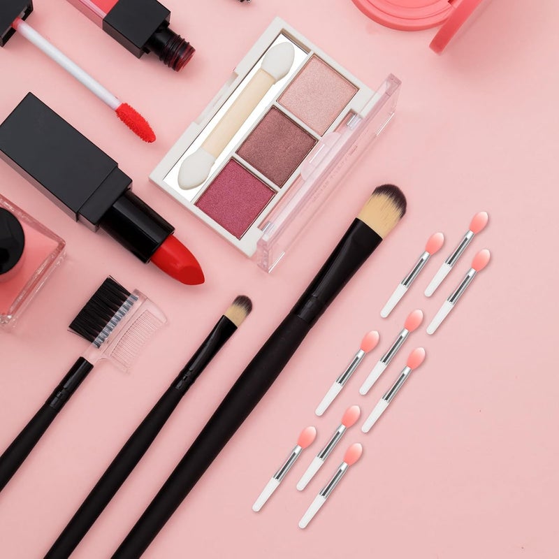 Silicone Lip Mask Brush Set 10 Pieces Semi-translucent Red Tip Lip Balm Applicator with Dust-proof Case Makeup Tool for Women - Image 4