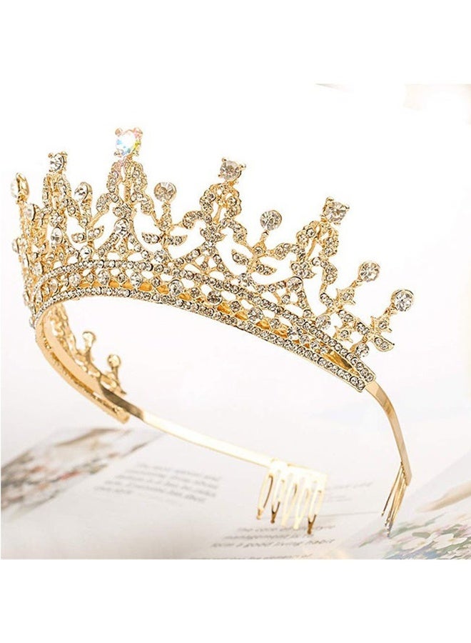 Crown for Women, Birthday Headband for Girls Crystal Queen Crown, Gold Tiara, Hair Accessories for Bride Party Bridesmaids Bridal Prom Holiday Costume Cosplay Gifts - Image 4
