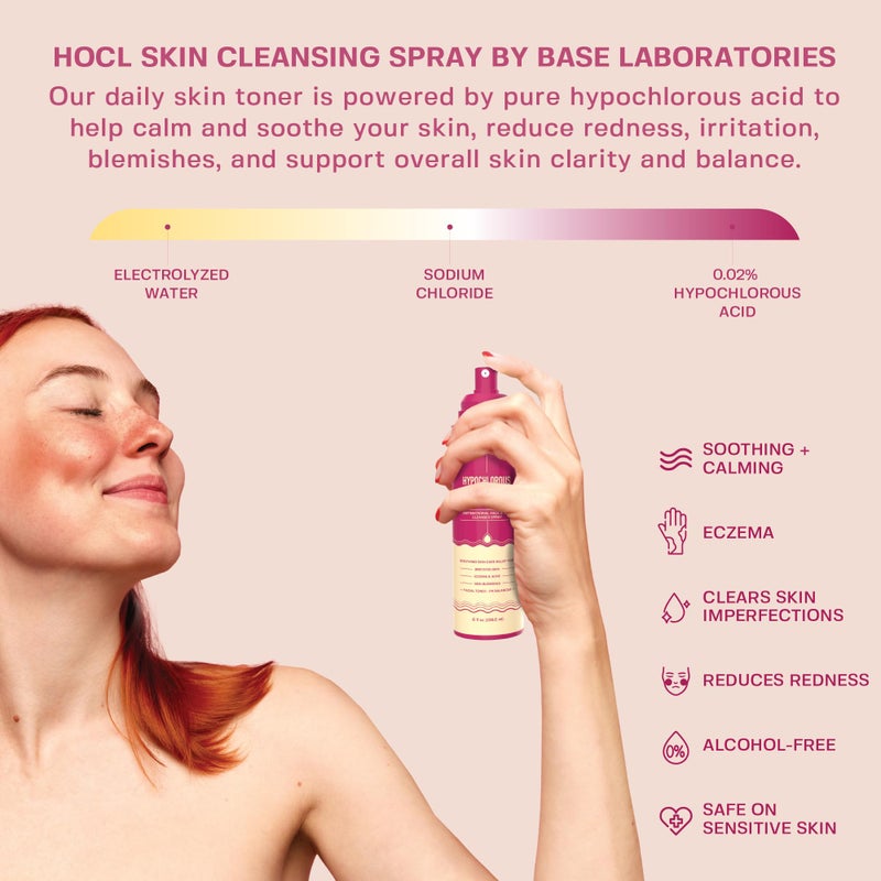 BASE LABORATORIES Hypochlorous Acid Spray for Face & Skin | 8 oz | Facial Daily Skin Repair Solution for Sensitive Skin, Redness, Irritations, Eczema, Acne. Hypochlrous HOCL Molecule Spray - Image 3