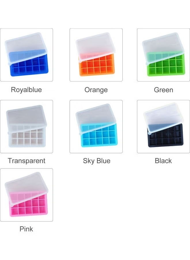 Ice Cube Trays Release Silicone 15 Grids Ice Trays with Spill-Resistant Removable Lid Stackable DIY Home Ice Cube Molds for Chilled Drinks royal blue 19.5*4*12.5cm  - Image 2