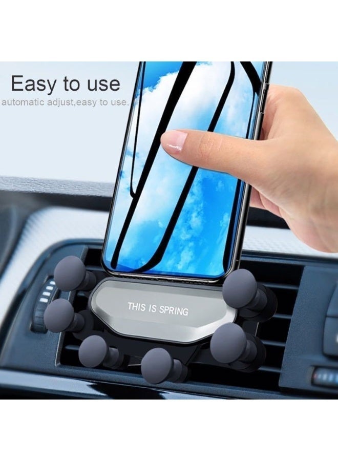 Universal Gravity Car Phone Holder Air Vent Mount with 360° Rotation, One-Hand Operation, Silicone Grip Pads, Foldable Auto Lock Mobile Stand for Smartphones 4.7–7 Inches – Black - Image 2