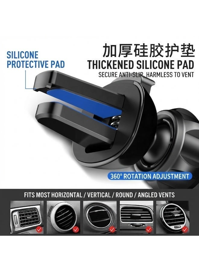 Universal Gravity Car Phone Holder Air Vent Mount with 360° Rotation, One-Hand Operation, Silicone Grip Pads, Foldable Auto Lock Mobile Stand for Smartphones 4.7–7 Inches – Black - Image 5