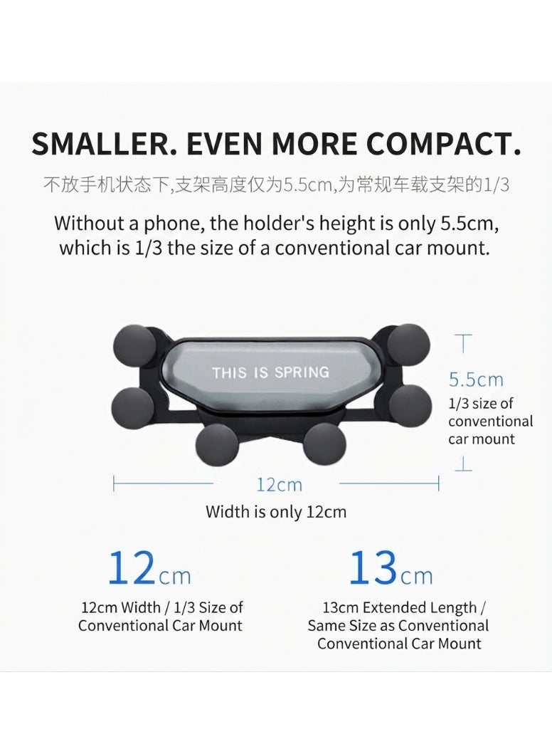 Universal Gravity Car Phone Holder Air Vent Mount with 360° Rotation, One-Hand Operation, Silicone Grip Pads, Foldable Auto Lock Mobile Stand for Smartphones 4.7–7 Inches – Black - Image 4