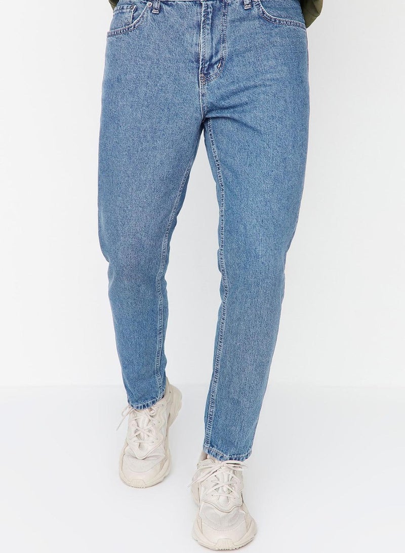 trendyol Blue 100% Cotton Relax Fit Boyfriend Jeans Denim Pants - Image 1