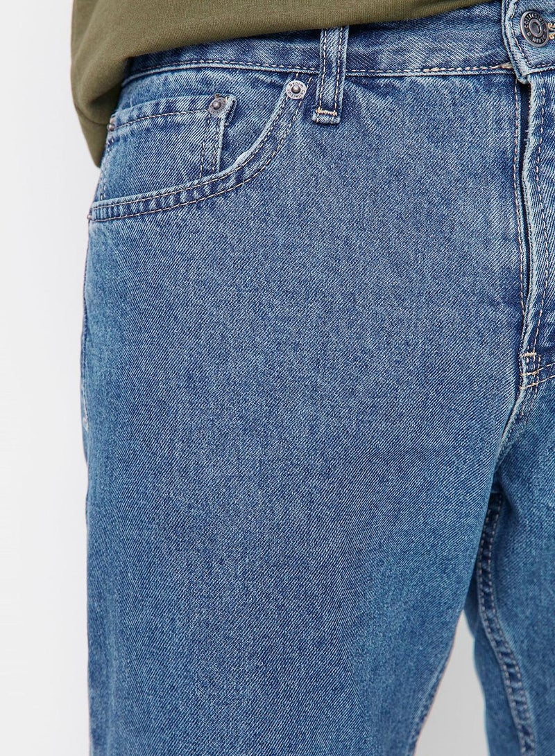 trendyol Blue 100% Cotton Relax Fit Boyfriend Jeans Denim Pants - Image 4