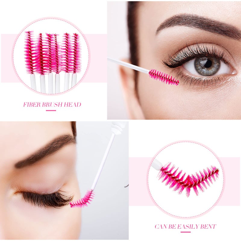Patelai 80 Pieces Disposable Mascara Brushes Tubes Set, 40 Pieces Empty Mascara Wand Tube with 40 Pieces Eyelash Brush Makeup Tool for Eyelash Extension(Pink Gold Sequins Style) - Image 5
